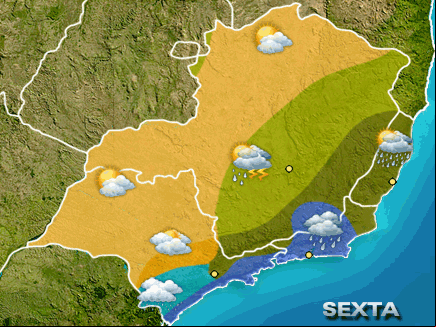 Previsão do tempo para o Sudeste do Brasil - sexta