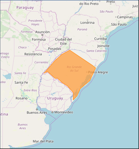 Mapa das áreas com alerta de tempestade nesta 6ª feira - Fonte: Inmet