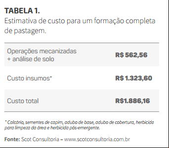 Custos com pastagem Scot Consultoria - Novembro/16