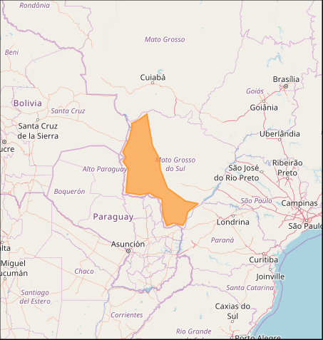 Mapa das áreas com previsão de temporais nesta 6ª feira e sábado / MS - Fonte: Inmet