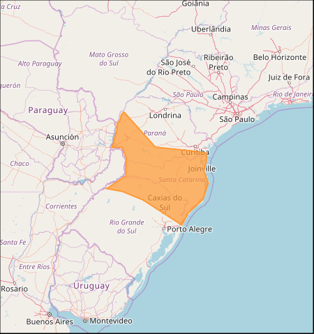 Mapa das áreas com previsão de temporais nesta 6ª feira e sábado / Sul - Fonte: Inmet