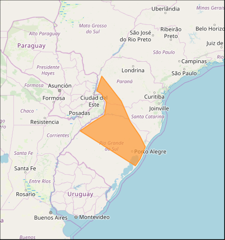 Mapa das áreas com alerta de tempestade nesta 6ª feira - Fonte: Inmet