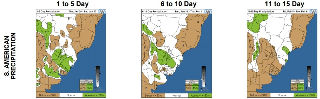Previsões estendidas para a América do Sul - Fonte: Commodity Weather Group